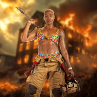 FEMALE 2 BURNING BUILDING